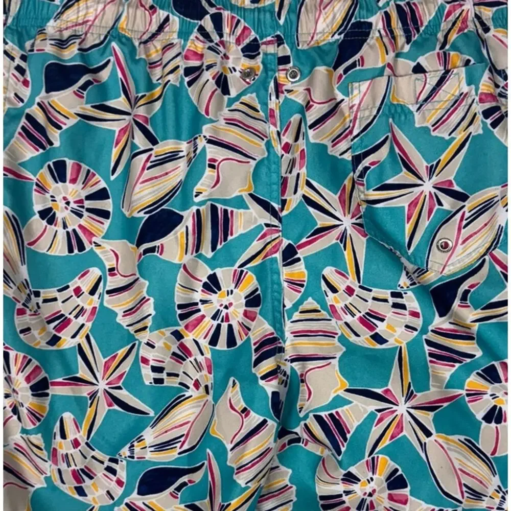 Lands' End Mens Medium 32-34 Seashells Print 100% Polyetser Net Lining Pocket